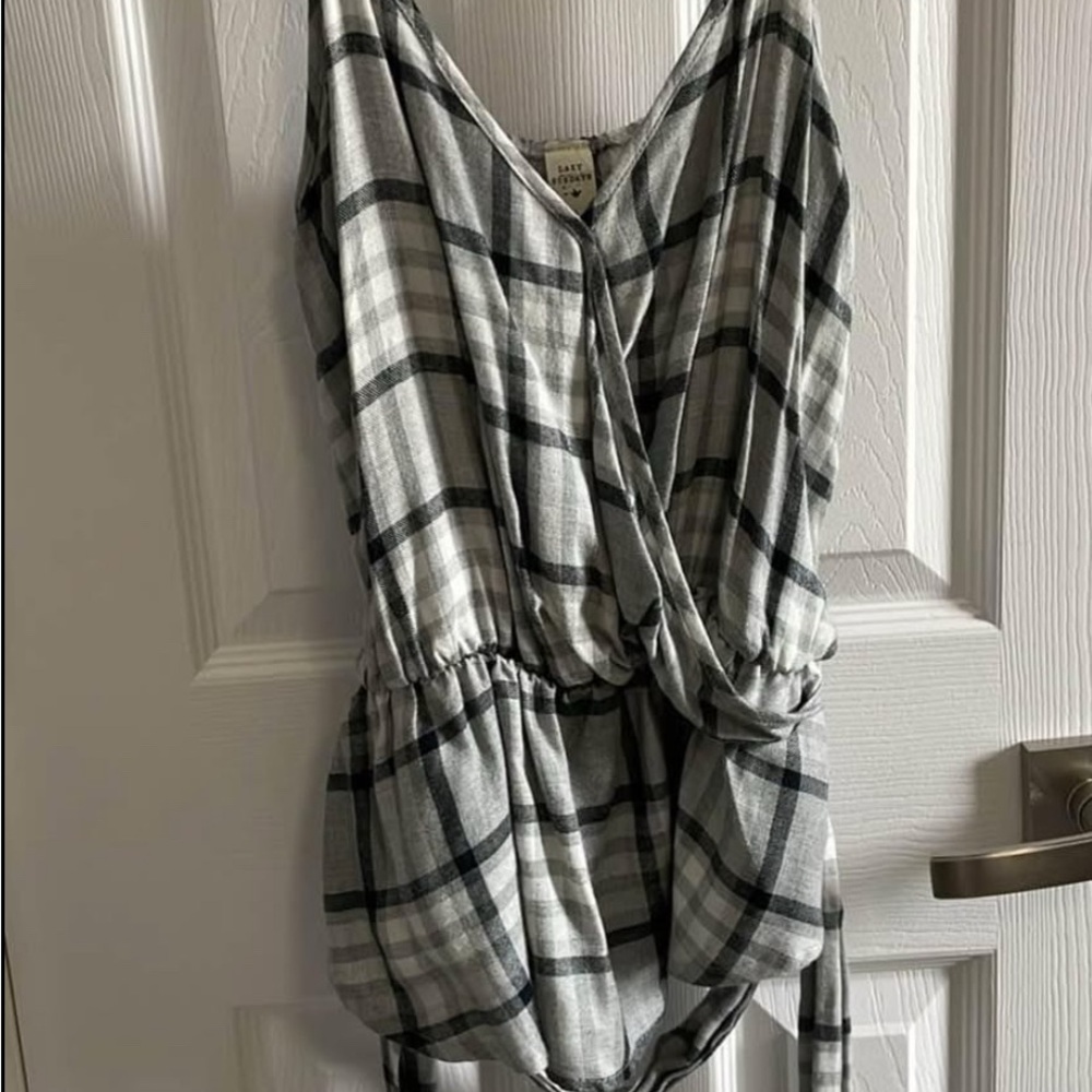 Plaid Boutique Tank Top with Tie Waist